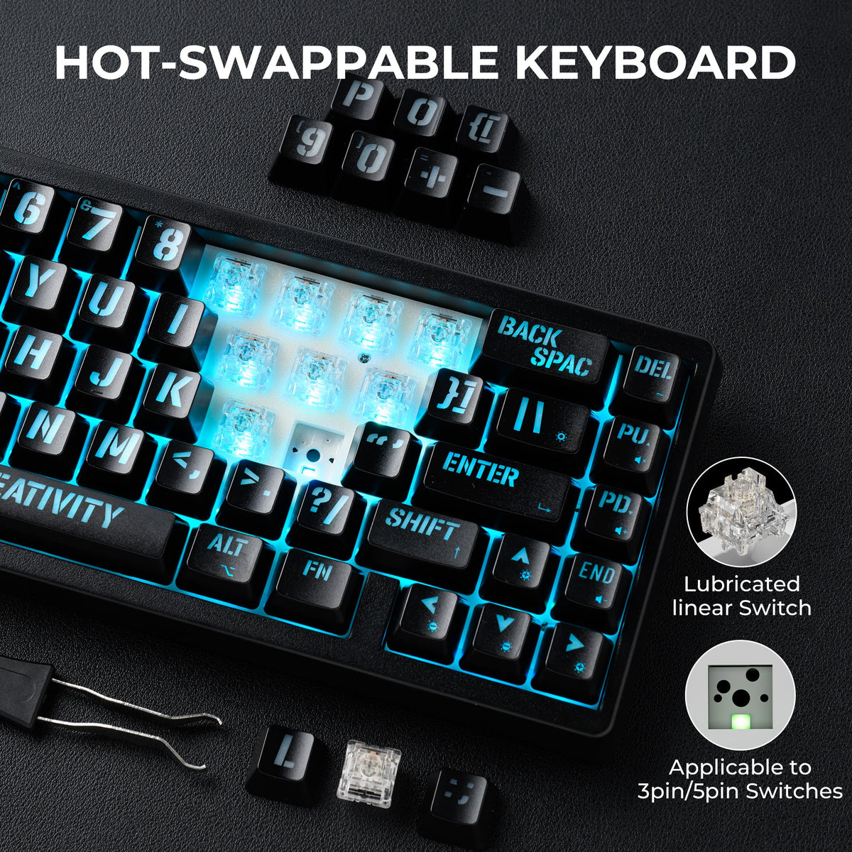 XVX Ice Switch Tri-Mode 67-Key Mechanical Keyboard XVX