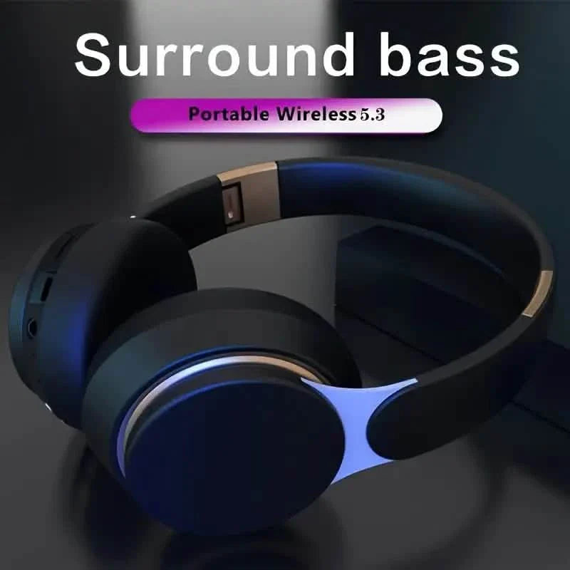 Wireless Foldable Over-Ear Headphones with Mic FM Radio TF Card USB Charging