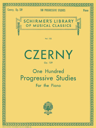Carl Czerny 100 Progressive Studies without Octaves, Op. 139 Piano Method -NEW