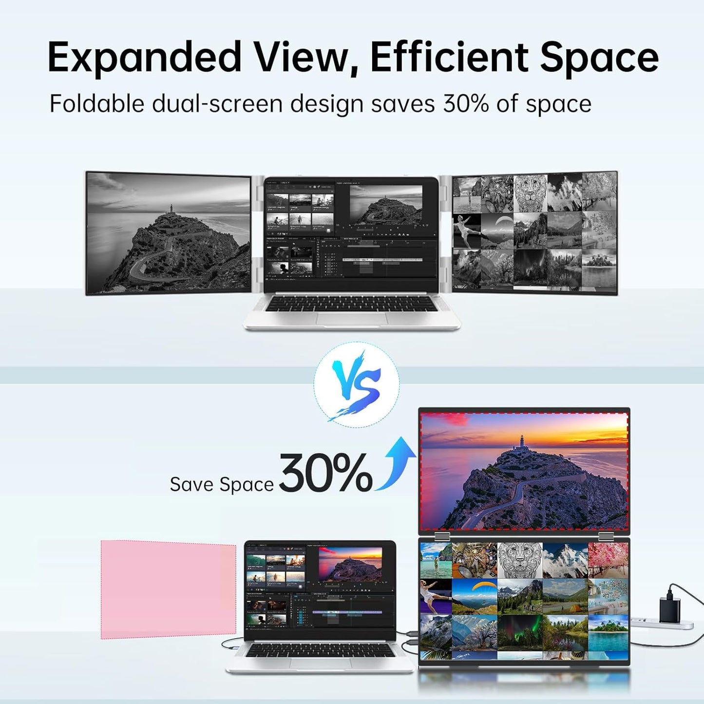 Foldable 18.5' Dual Monitor Foldable Monitor Extender InnoView