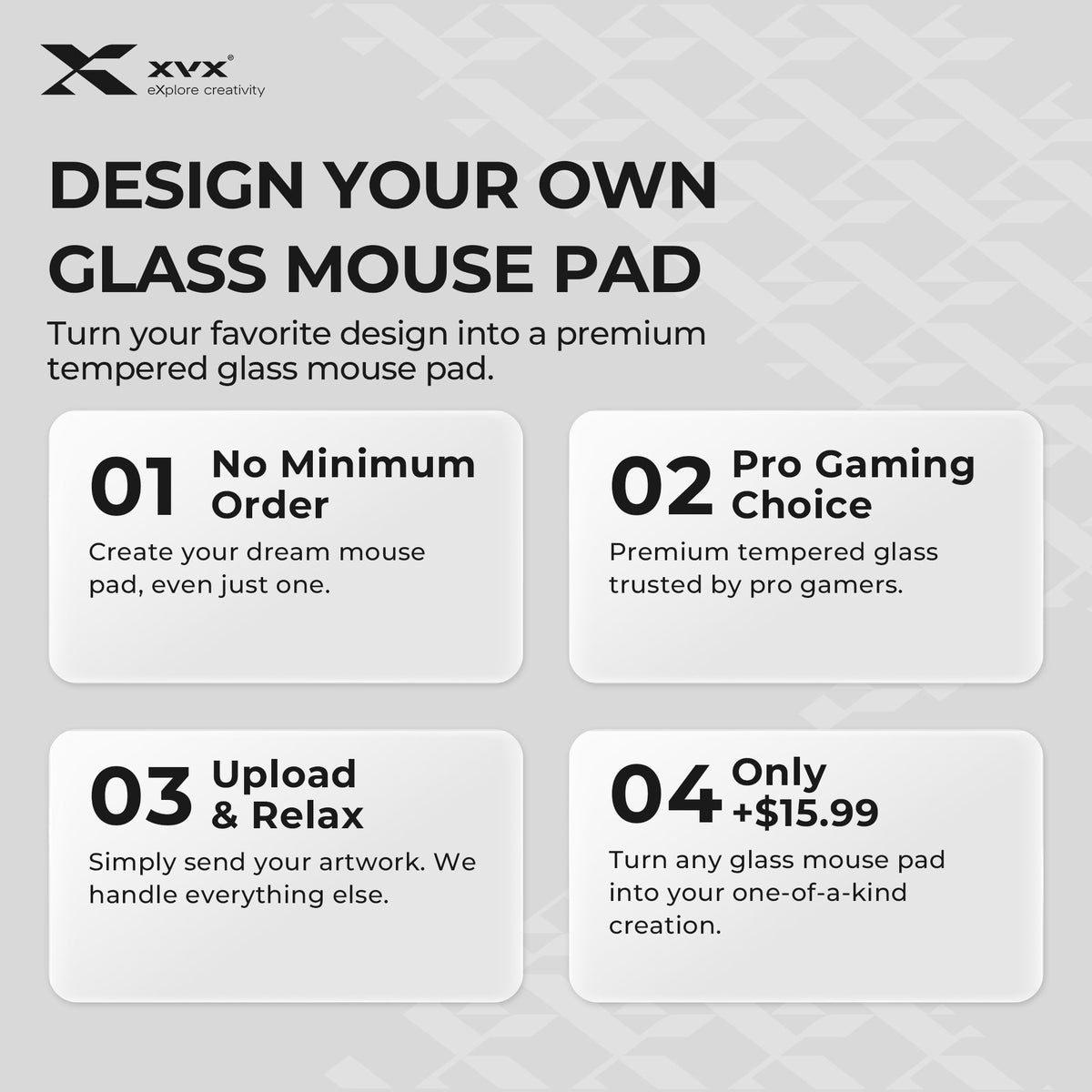 XVX Space Pad GP-004 Glass Mousepad with Anti-Slip Rubber Base