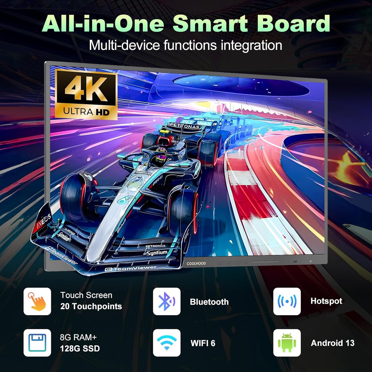 4K 65-Inch Smart Whiteboard REHISK COOLHOOD with Android 13