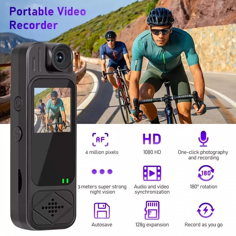 Portable HD Body Camera Recorder SD Card Compatible