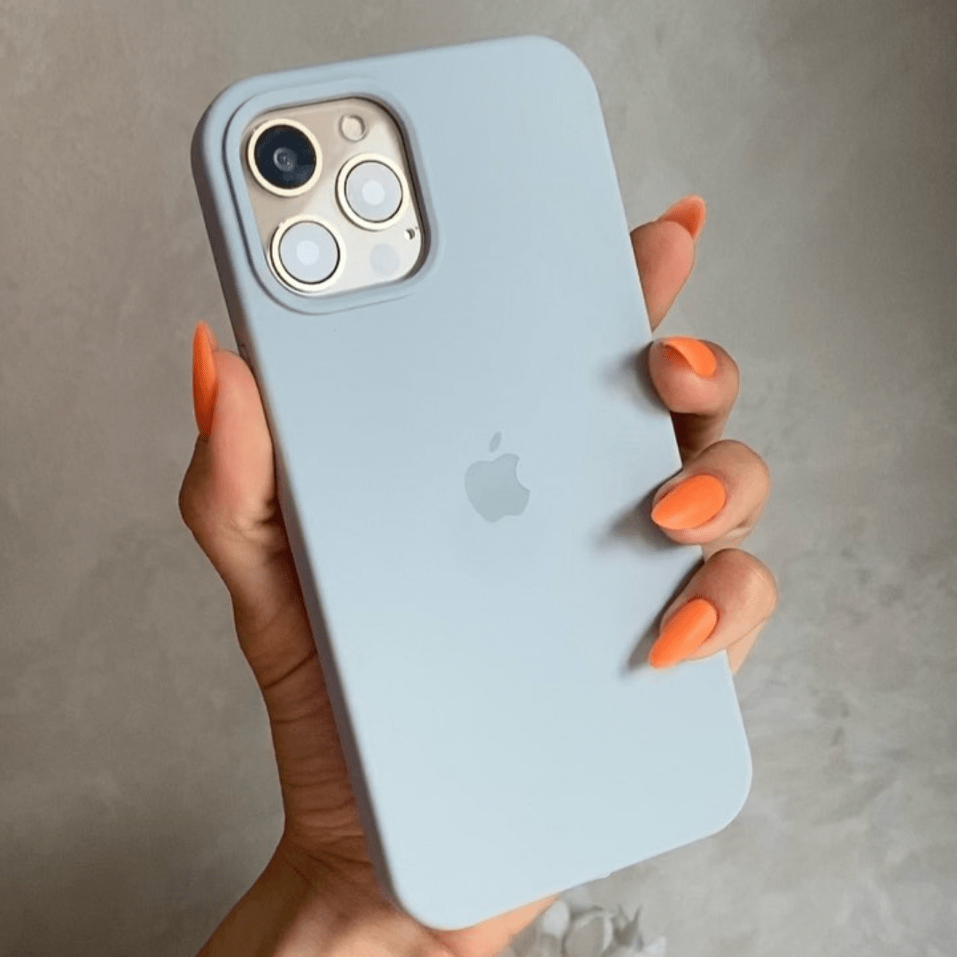 iPhone Silicone Case Grey Blue Full Body Protective Phone Back Cover