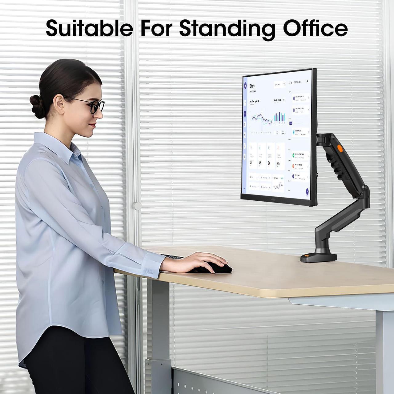 Single Monitor Mount Gas Spring Arm for 15-32 Inch Screens Rehisk