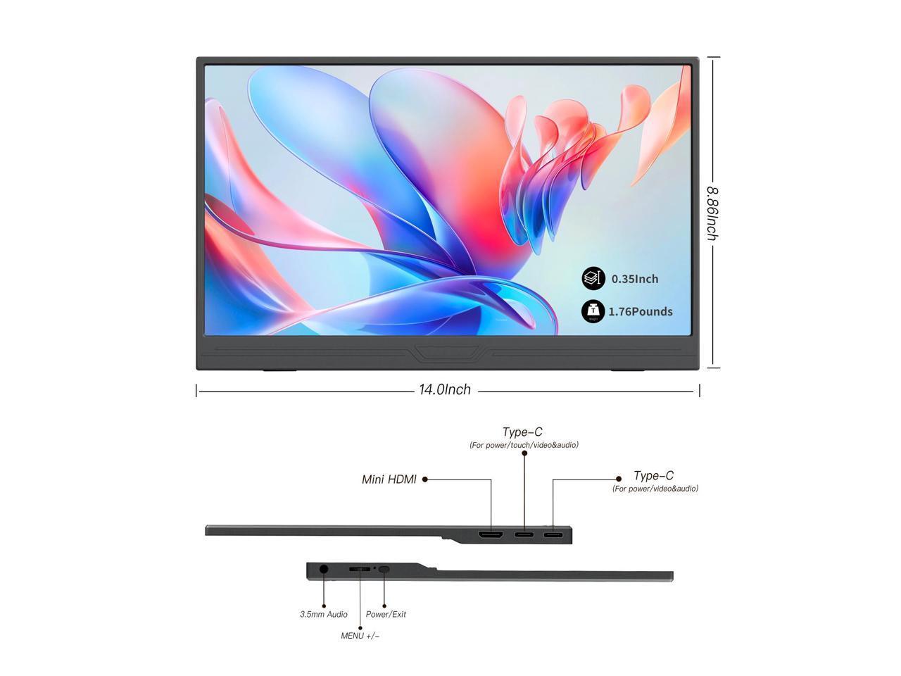 ReHisk Touch Screen Portable Monitor FHD 1080P RE-15.6TT