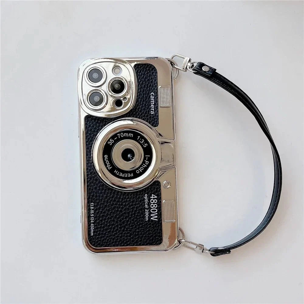 Luxury Retro Stereo Camera Lanyard iPhone Case Vogueen