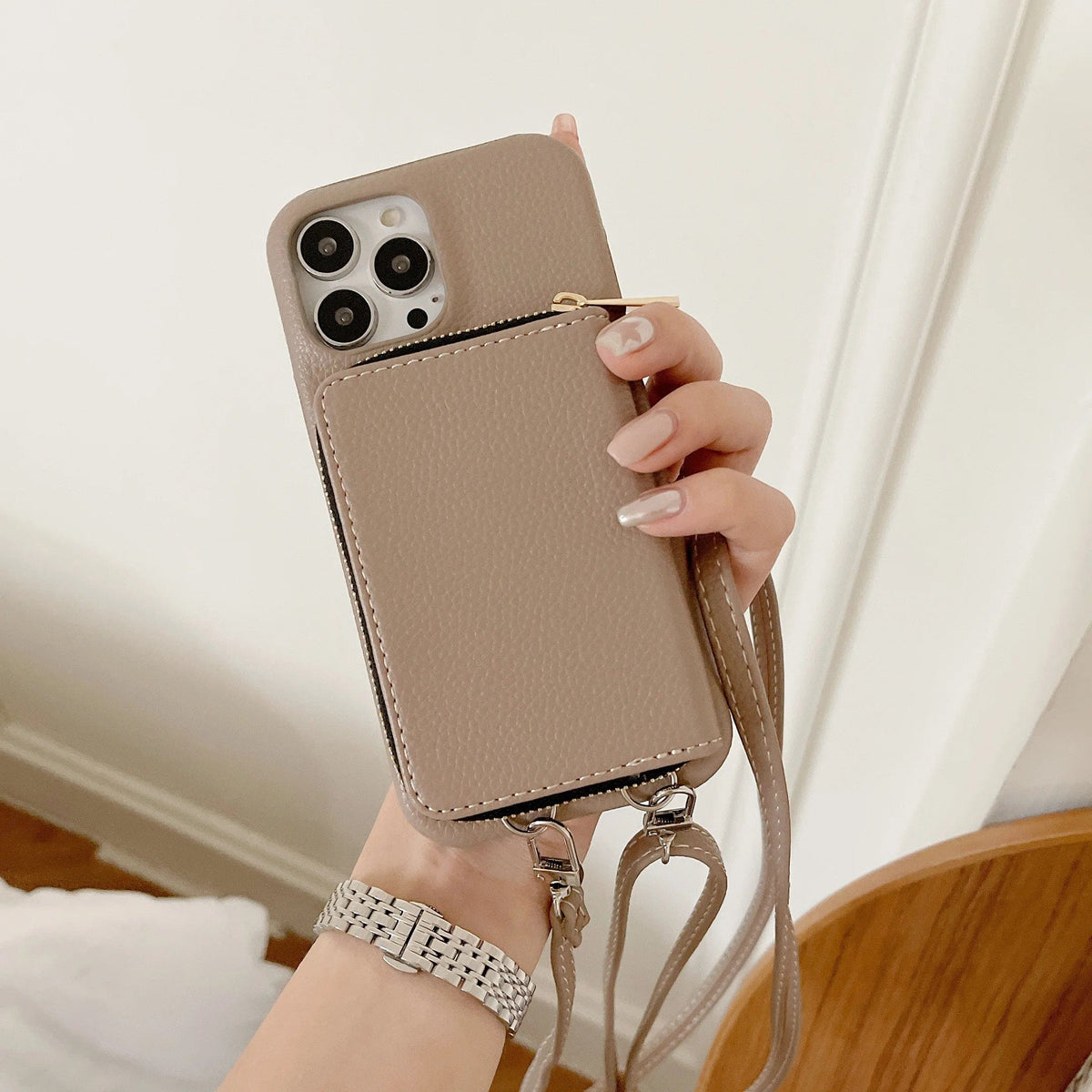 Luxury Leather Crossbody Wallet iPhone Case Vogueen