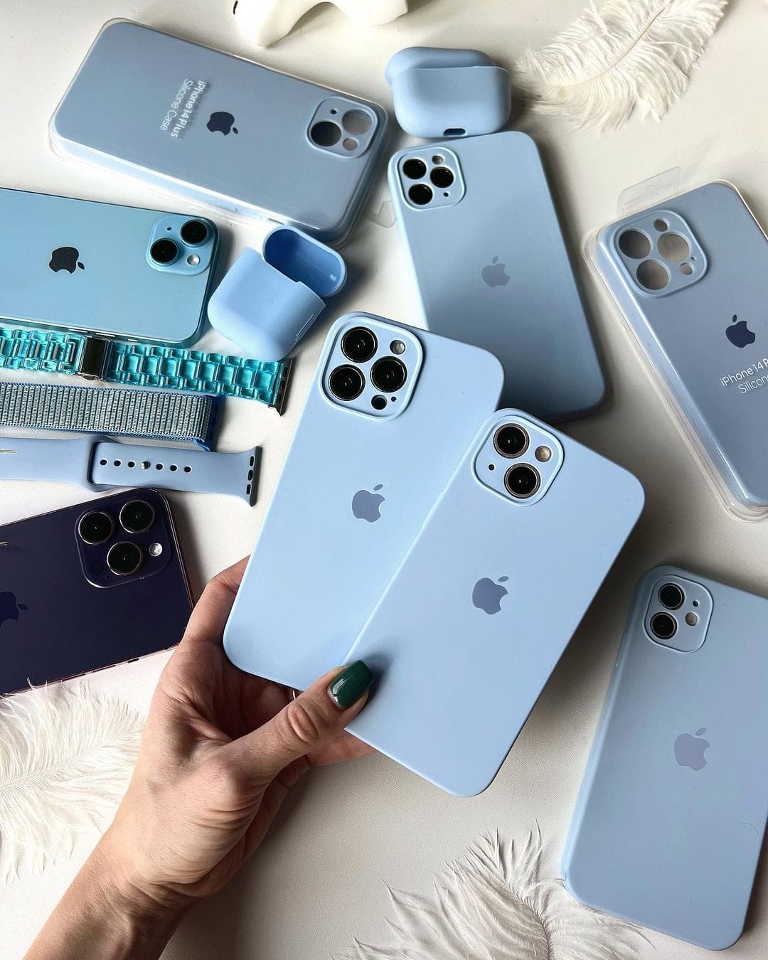 iPhone Camera Protection Silicone Case Sky Blue Full Body Protective Back Cover