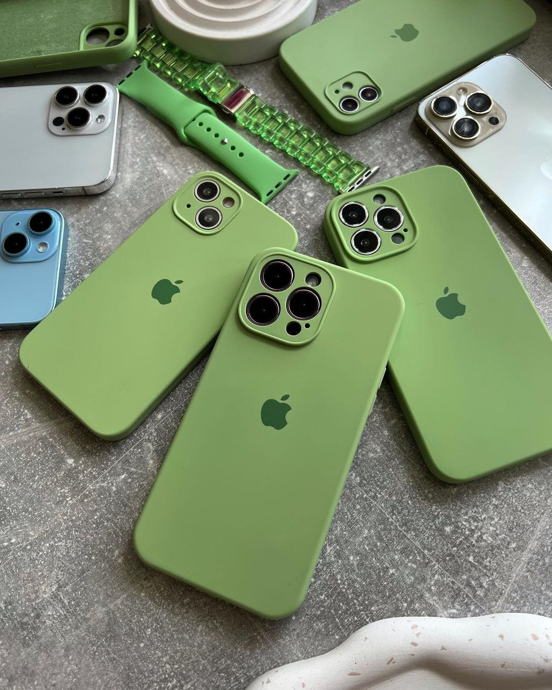 iPhone Camera Protection Silicone Case Matcha Green Apple iPhones