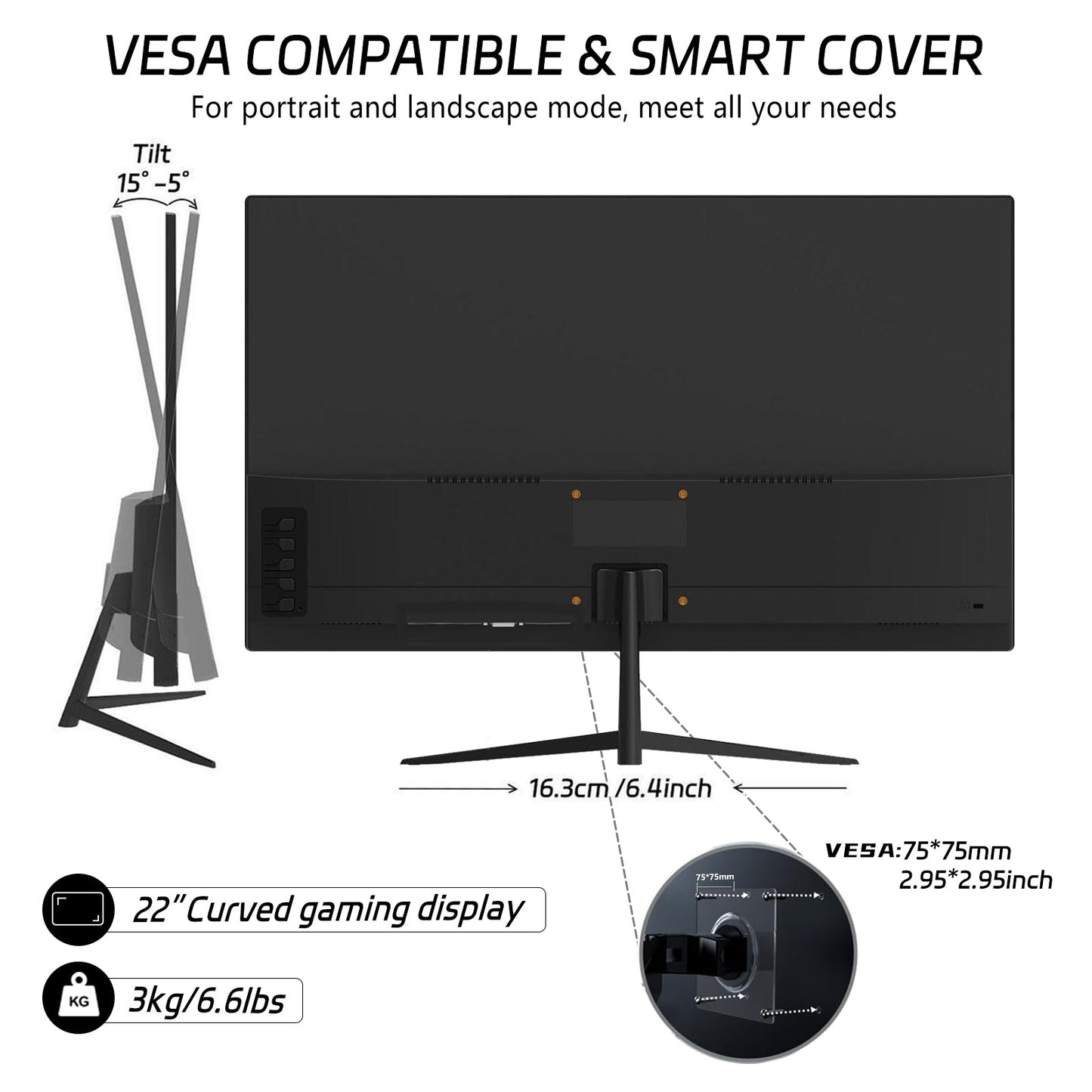 Full HD 1080P 22Inch 75Hz Computer Monitor Rehisk RE221KV1