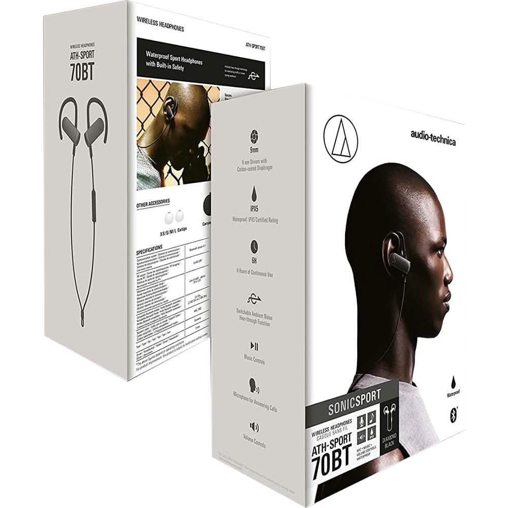SonicSport Bluetooth Wireless In-Ear Headphones 9 mm Drivers Audio-Technica