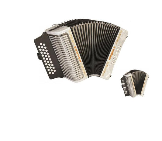 Hohner Corona II Diatonic Accordion - Keys of F/Bb/Eb - White-NEW