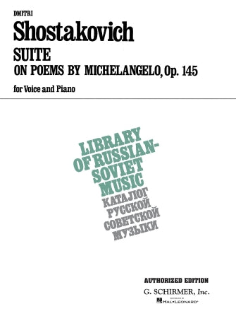 Suite on Verses of Michelangelo Buonarroti, Op.145 Vocal Large Works -NEW