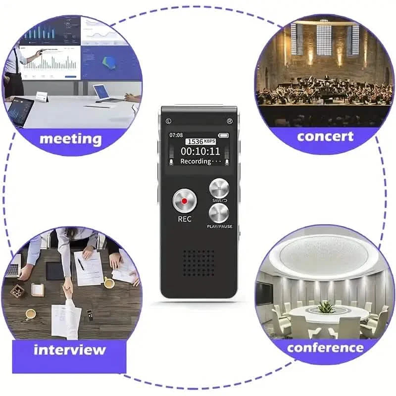 8GB Portable Digital Voice Recorder and MP3 Player