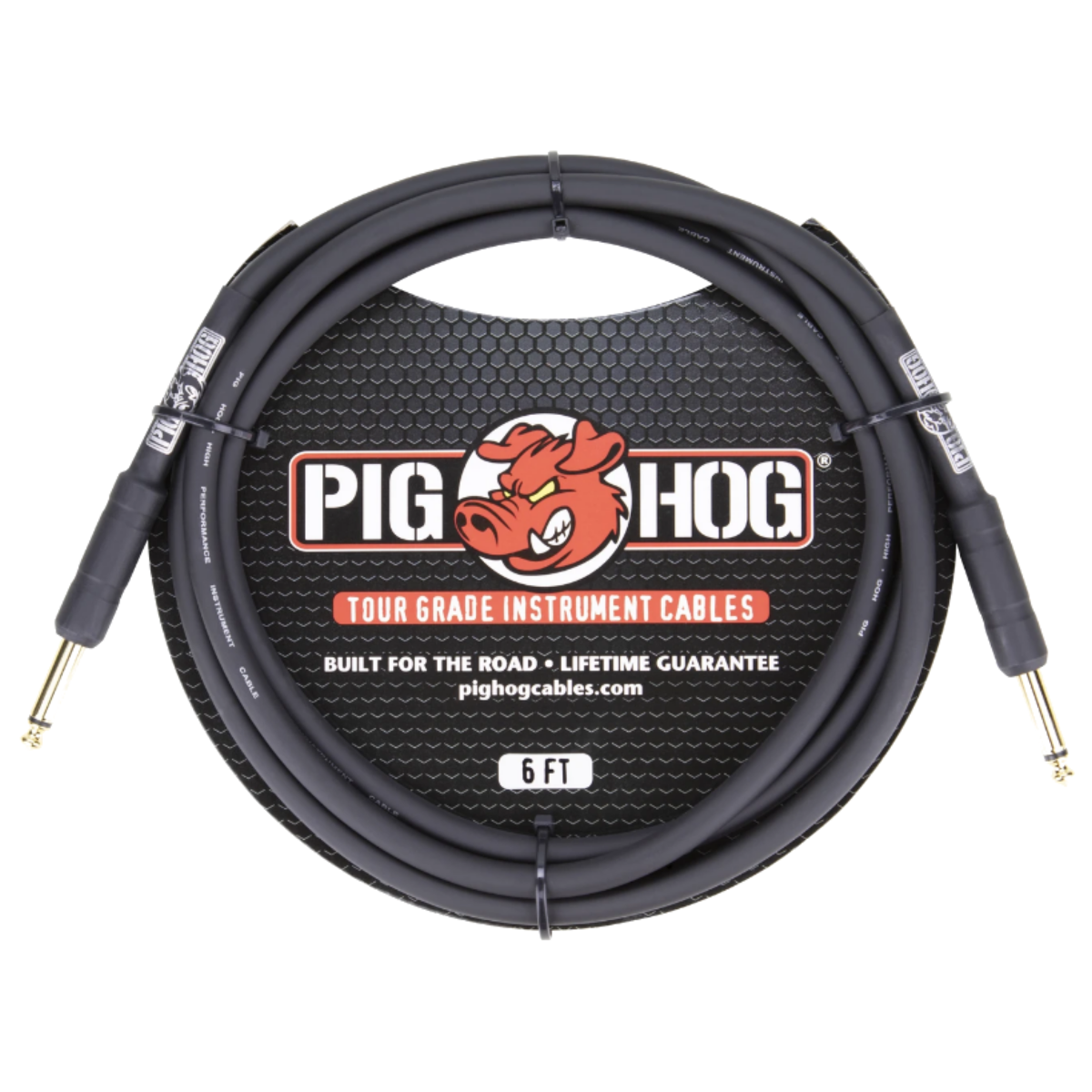 New - Pig Hog PH6 8mm 1/4 Straight Instrument Guitar Cord 6 Feet Patch Cable Black