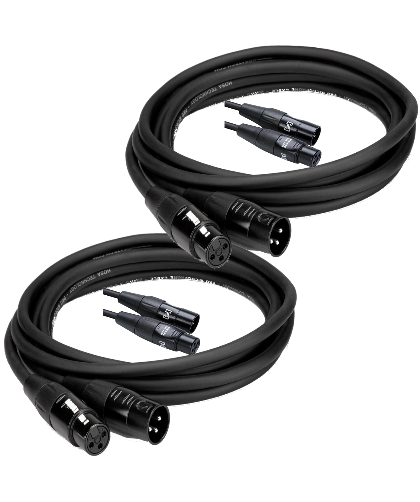 NEW - 2 Pack Hosa Pro Microphone Cable REAN XLR3F to XLR3M, HMIC-020 (20 Feet) Black