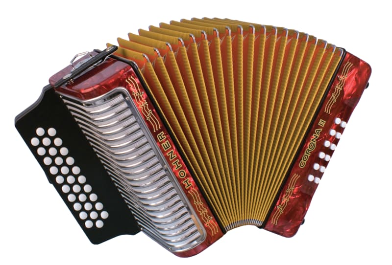 Hohner Corona II Diatonic Accordion - Keys of F/Bb/Eb - Red-NEW