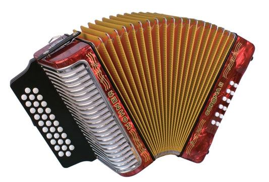 Hohner Corona II Diatonic Accordion - Keys of F/Bb/Eb - Red-NEW