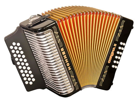 Hohner Corona II Diatonic Accordion - Keys of G/C/F -Jet Black -NEW