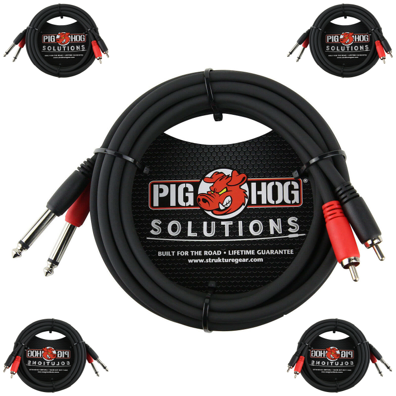 NEW - Pig Hog PD-R1410 10FT Solutions Dual RCA (Male) to Dual 1/4" Mono (Male) Cable