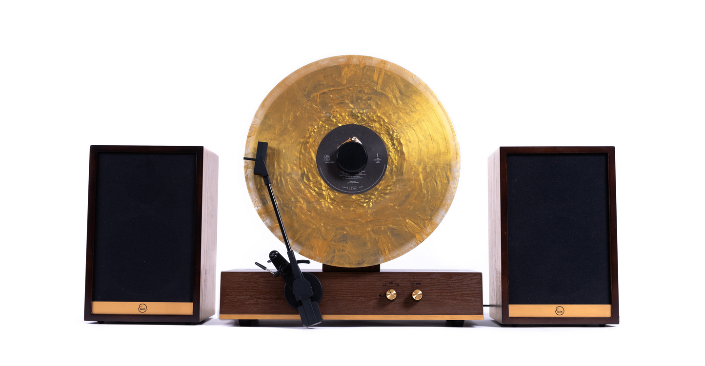 Vertical Vinyl Record Player Mid-Century Modern Fuse Audio GLD