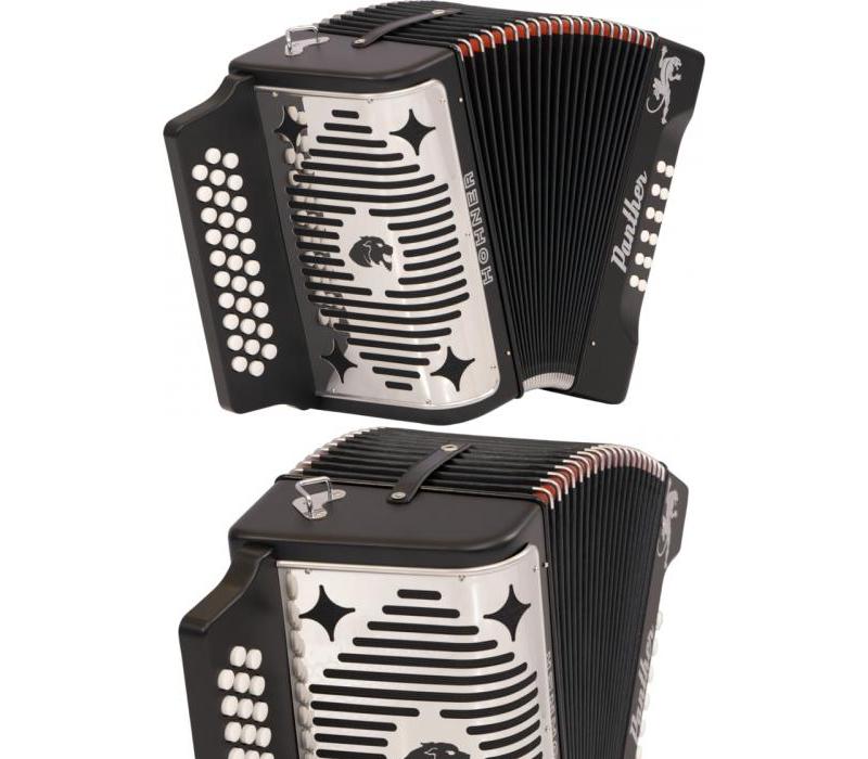 Hohner Panther Diatonic Accordion - Keys of F/Bb/Eb - Black-NEW