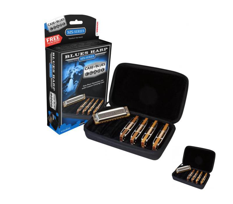 Hohner Blues Harp 5-piece Harmonica Set with Case-NEW