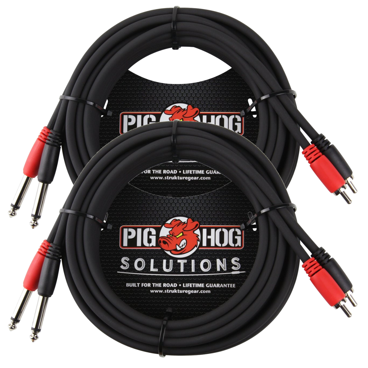 2 Pack Pig Hog Solutions 15ft Dual RCA (Male) to Dual -1/4" Cable PD-R1415 - NEW