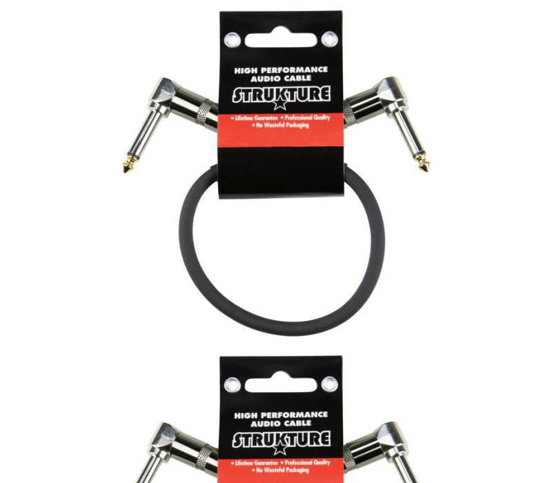 Strukture SC01RR ¼ right-angle instrument guitar cord pedal 1ft patch Cable -NEW