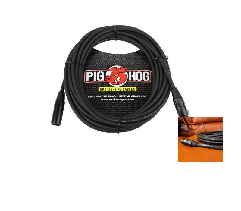 Pig Hog PHDMX25 3-Pin DMX Lighting Cable, 25 Feet,Black-NEW