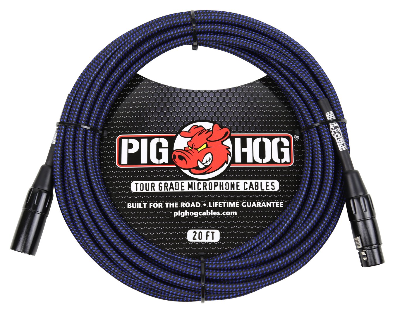 5 Pack Pig Hog Black & Blue High Performance Woven XLR Microphone 20ft Cable PHM20BBL Lifetime Warra
