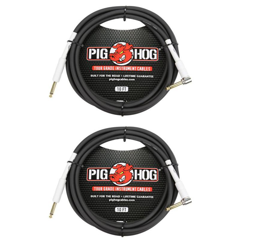 Pig Hog 8mm Right Angle 10ft Instrument Cable PH10R