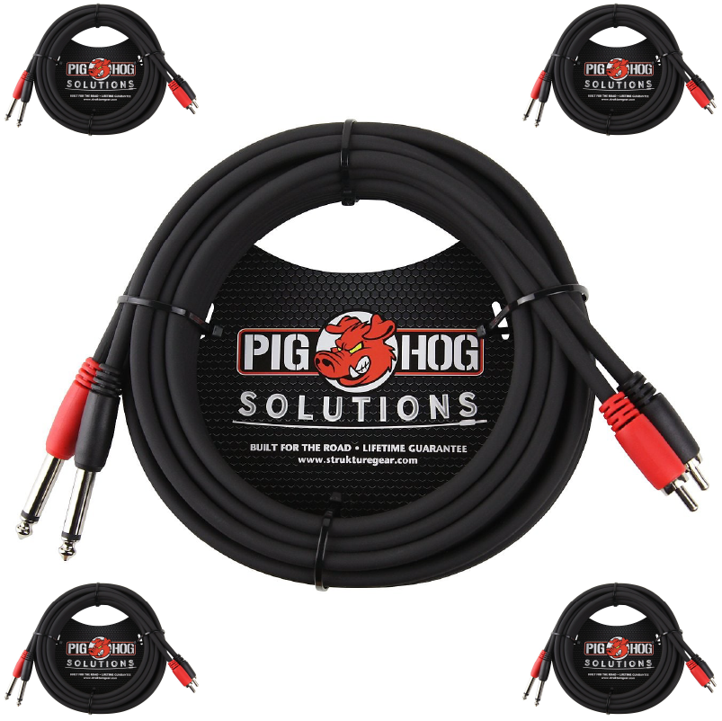 Pig Hog Solutions 15ft Dual RCA (Male) to Dual -1/4" Cable PD-R1415 - NEW