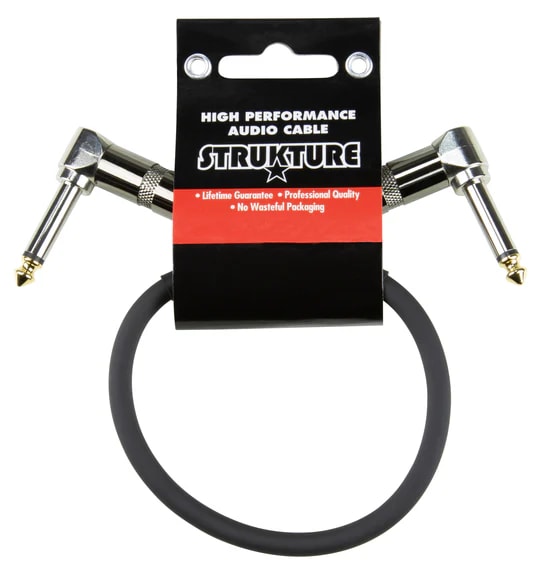 Strukture SC01RR ¼ right-angle instrument guitar cord pedal 1ft patch Cable -NEW