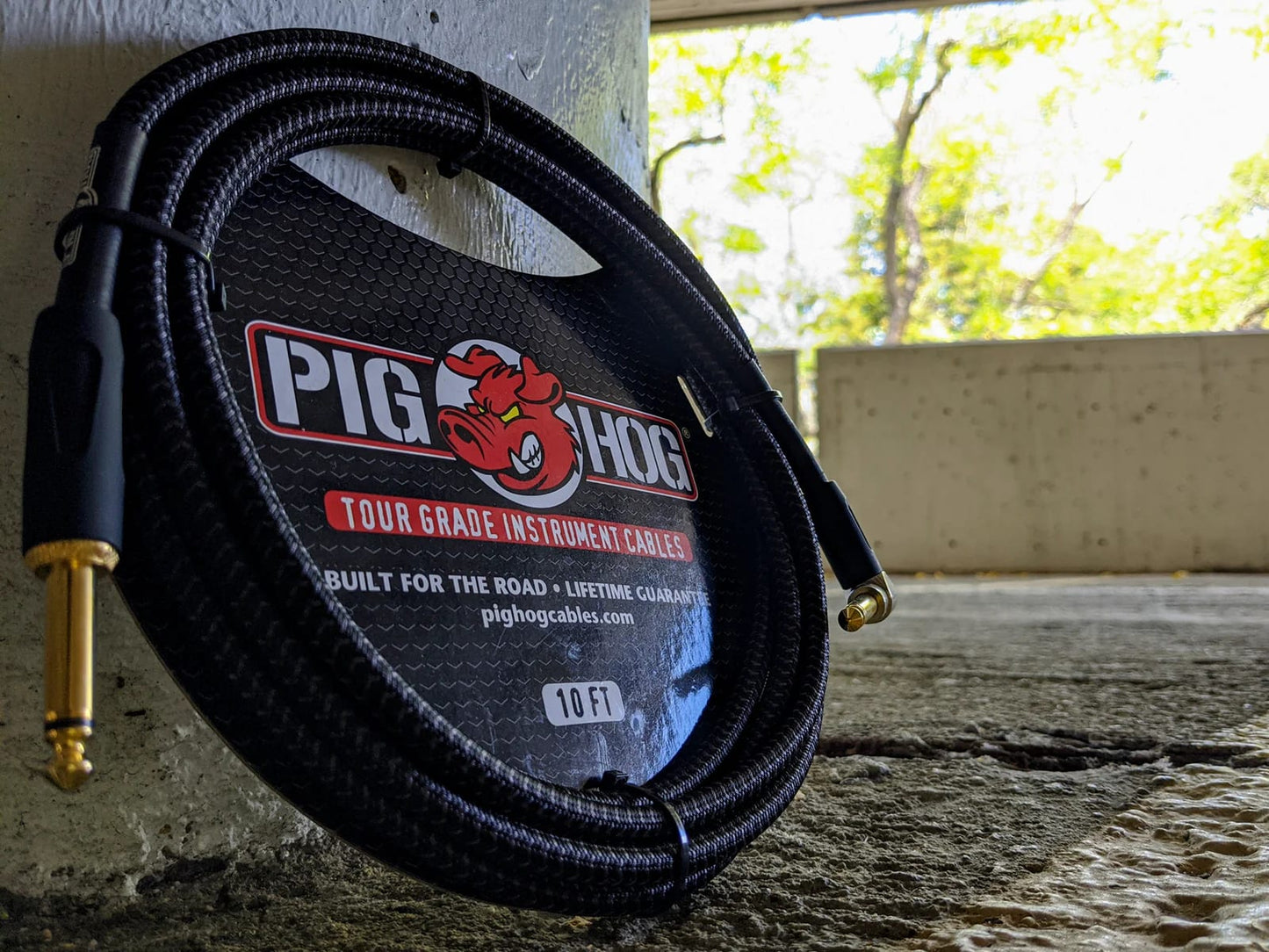 Pig Hog PCH10BKR "Black Woven" Guitar Instrument Cable, 10ft Right Angle -NEW