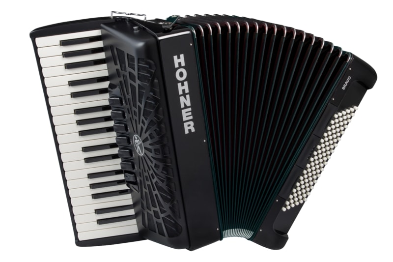 Hohner Bravo III 96 Chromatic Piano Key Accordion - Jet Black-NEW