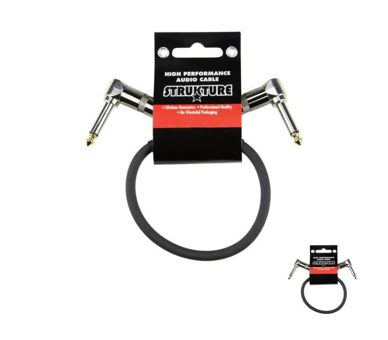 Strukture SC01RR ¼ right-angle instrument guitar cord pedal 1ft patch Cable -NEW