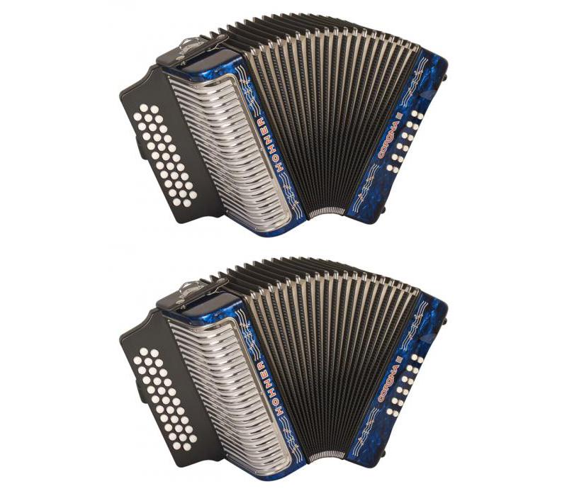 Hohner Corona II Diatonic Accordion - Keys of F/Bb/Eb - Dark Blue-NEW