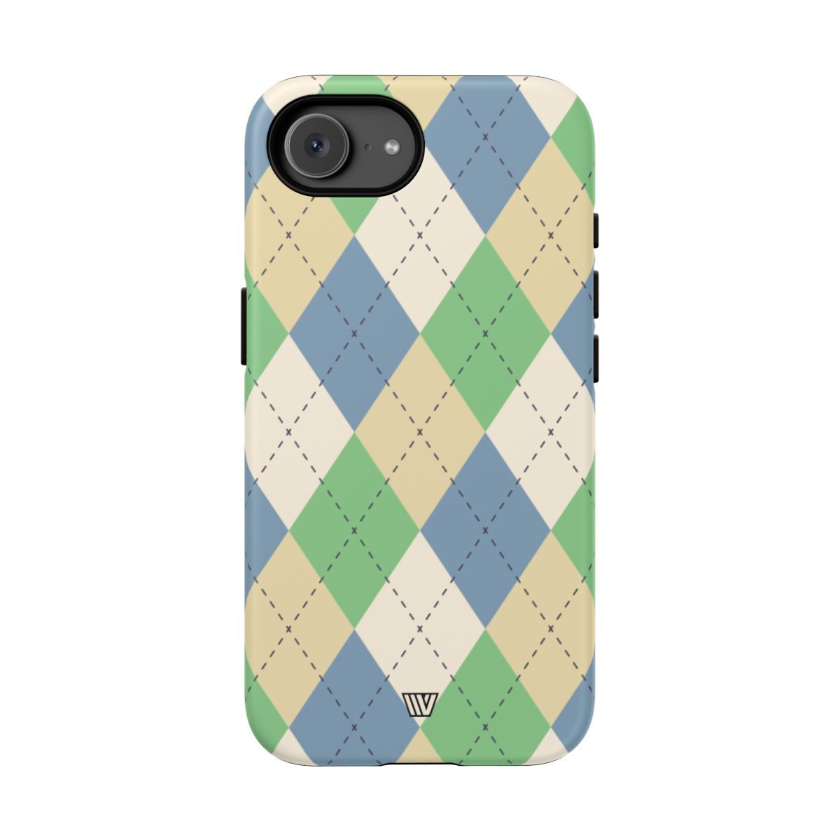 Tough Phone Case Green Blue Beige Argyle Polycarbonate Shell