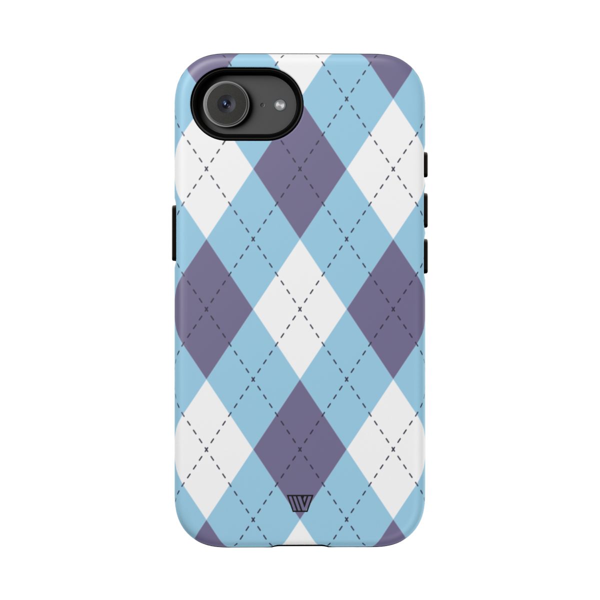 Tough Phone Case Blue White Purple Argyle Polycarbonate Shell