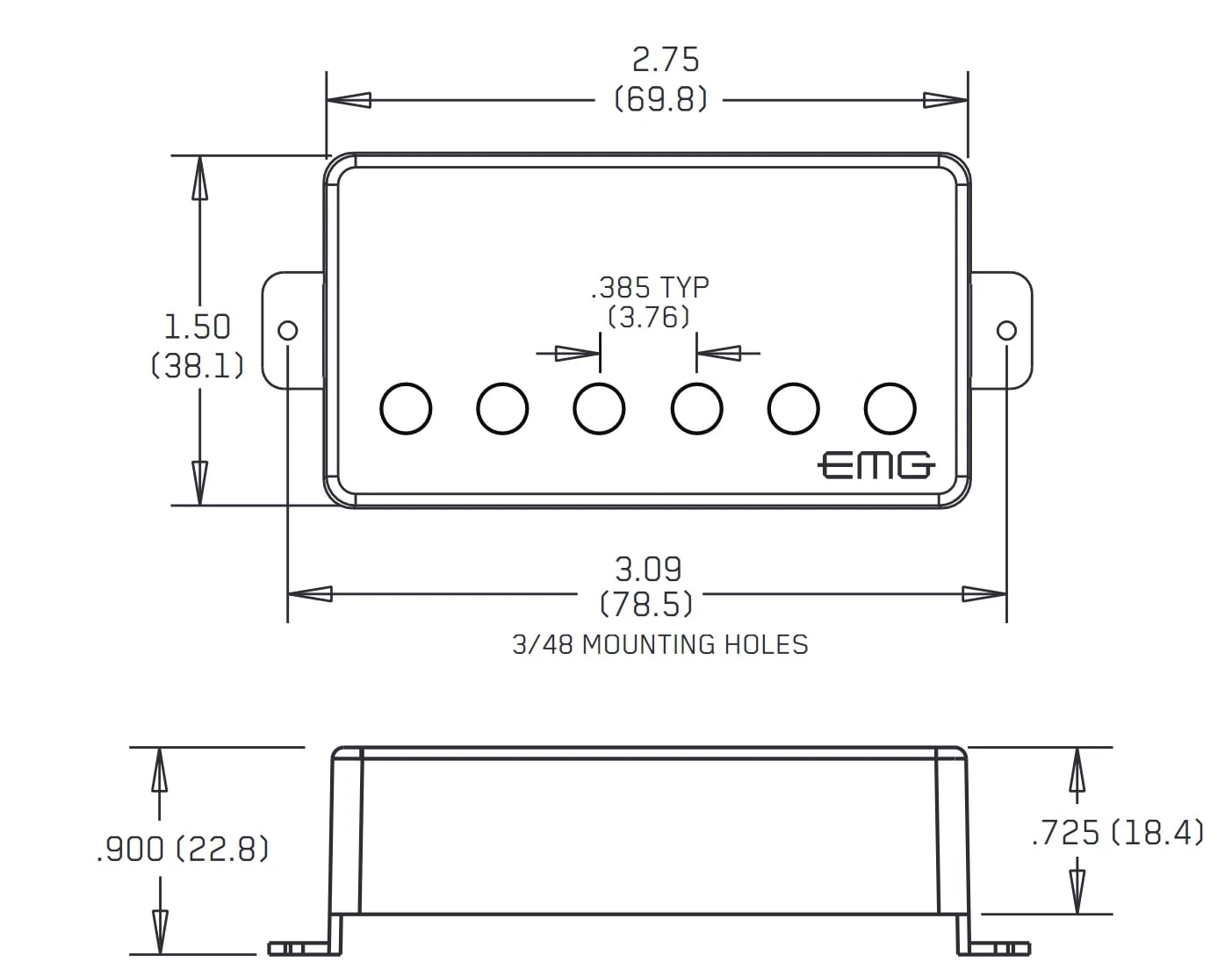 EMG F-JH SET JAMES HETFIELD Humbucker Pickups Set -BLACK CHROME - NEW