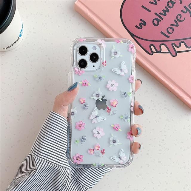 Colorful Flower Soft Silicone Full Body Protective iPhone Case Apple