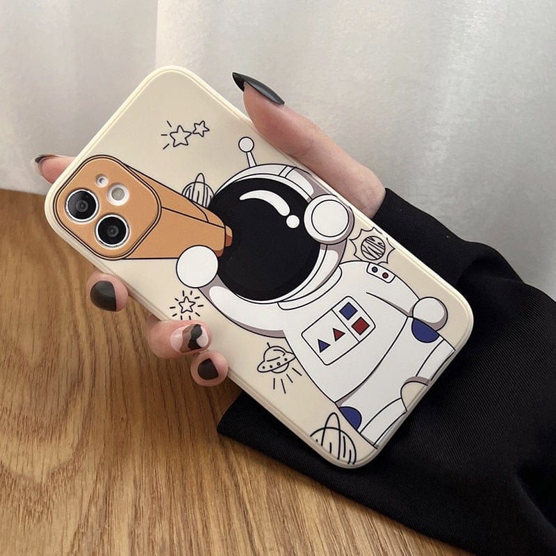 Cartoon Astronaut Planet Protective Phone Case for Apple iPhones