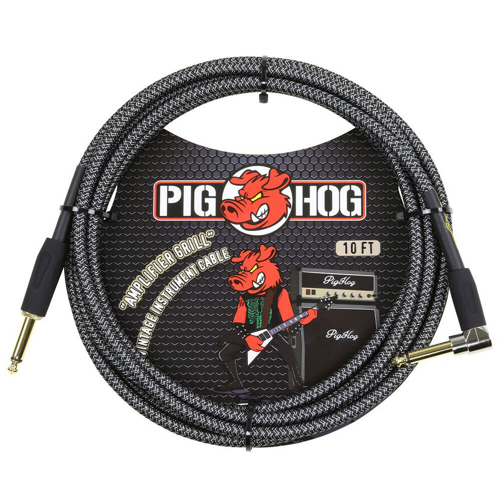 2 Pack Pig Hog PCH10AGR Right-Angle 1/4" to 1/4" Amplifier Grill Guitar Instrument - NEW
