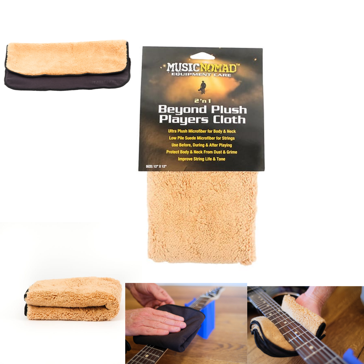 Music Nomad MN241 2 'n 1 Beyond Plush Players Guitar Bass Polish Cloth - NEW