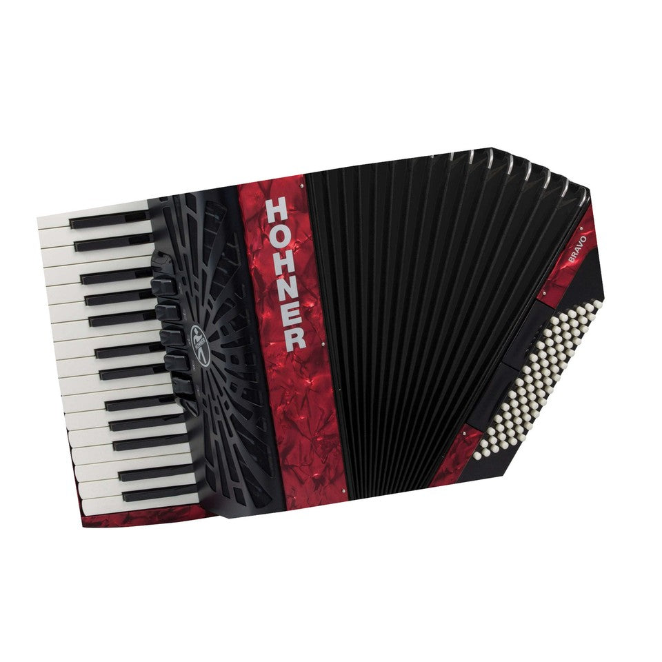 Hohner Bravo III 72 Chromatic Piano Key Accordion - Pearl Red -NEW
