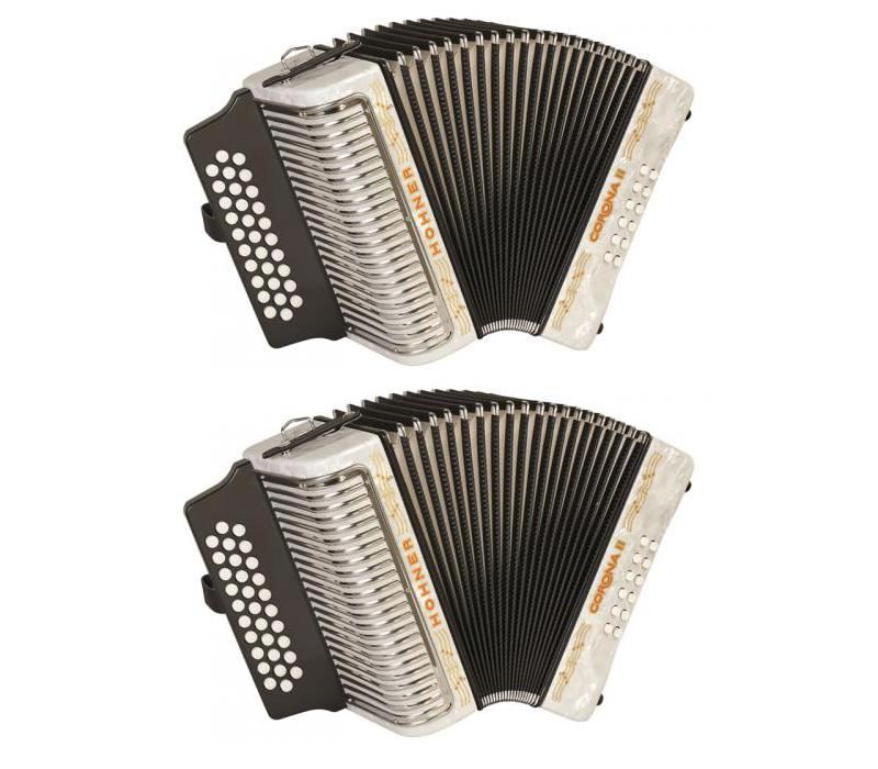 Hohner Corona II Diatonic Accordion - Keys of F/Bb/Eb - White-NEW
