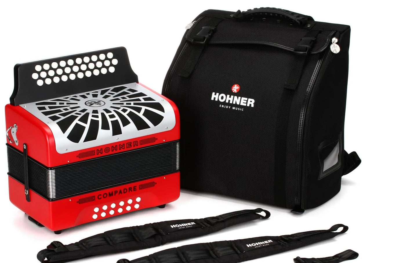 Hohner Compadre Diatonic Accordion - Keys of F/Bb/Eb - Red -NEW
