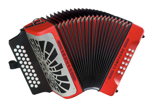 Hohner Compadre Diatonic Accordion - Keys of G/C/F - Red-NEW